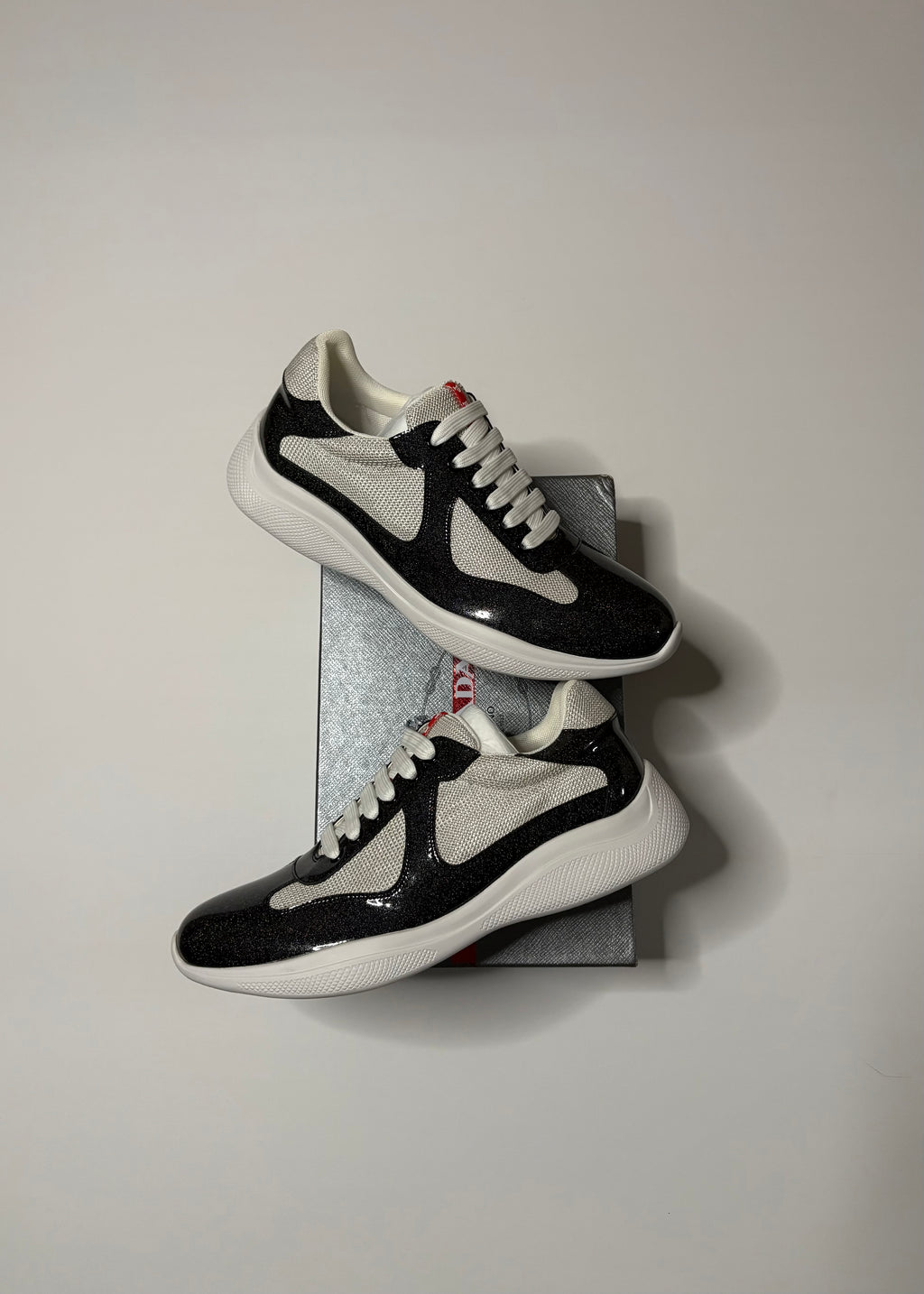 Prada America’s Cup Sneakers (Black Glitter)