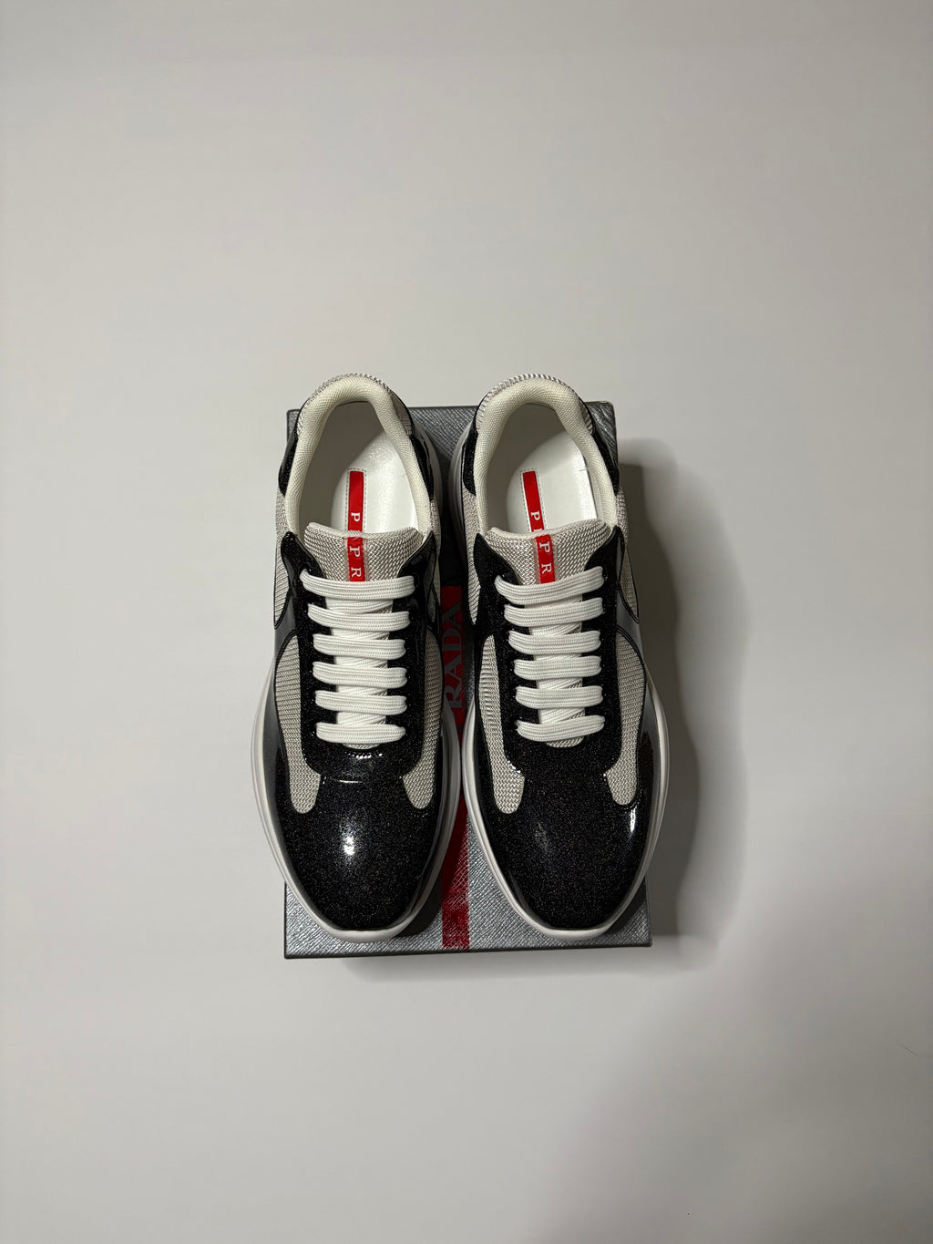 Prada America’s Cup Sneakers (Black Glitter)