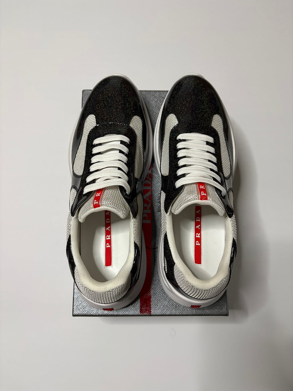 Prada America’s Cup Sneakers (Black Glitter)
